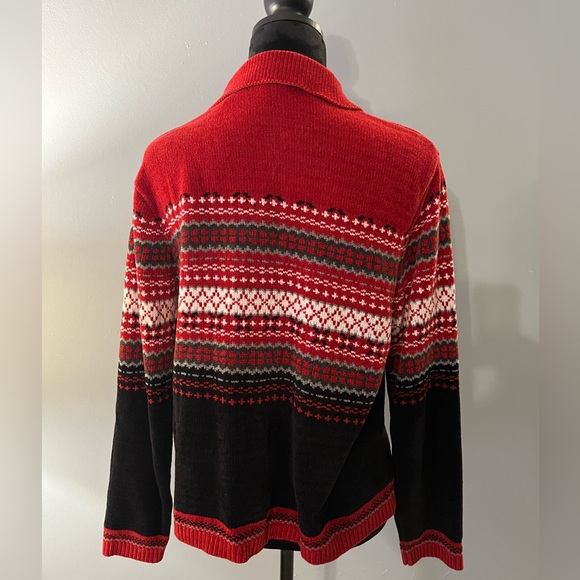 Cozy Red Patterned Cardigan CROFT & BORROW - Picture 3 of 9